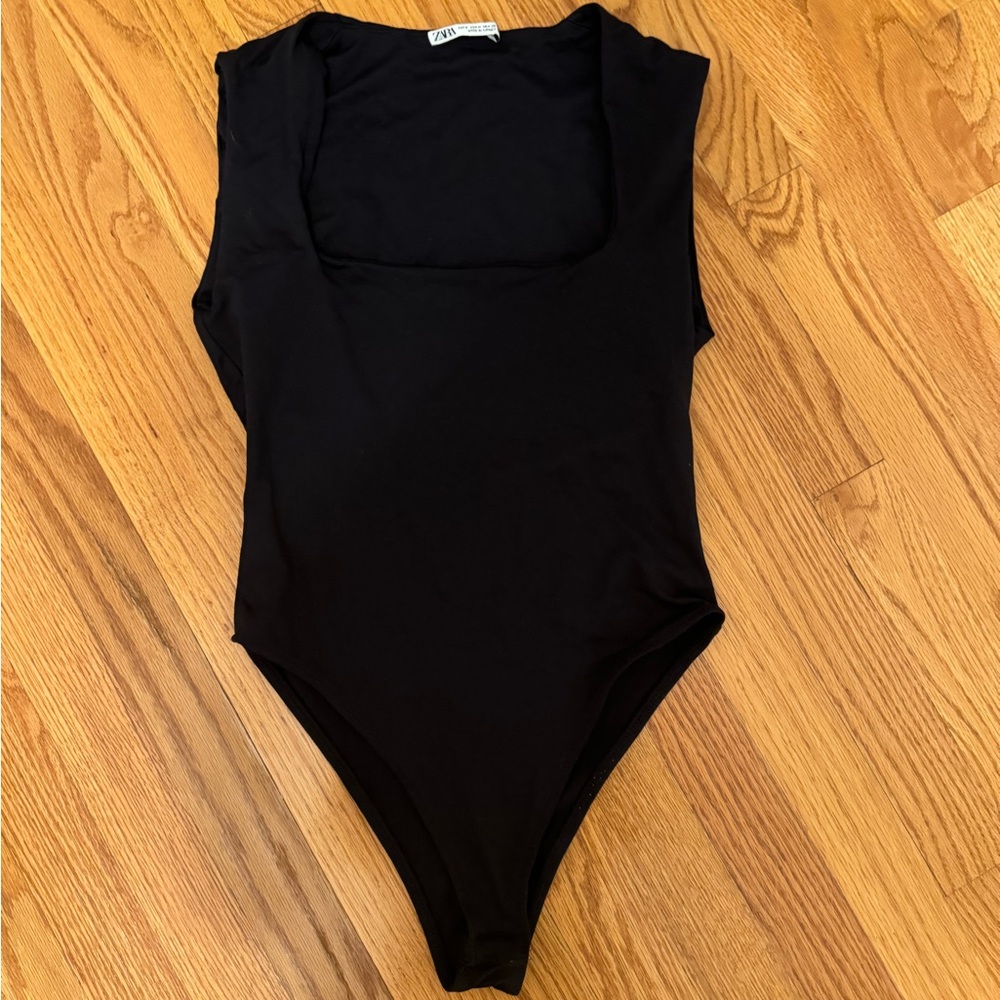 Zara black square neck bodysuit